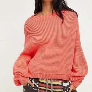 Free People Emmy Mock Neck Sweater | Salmon Pink | Medium